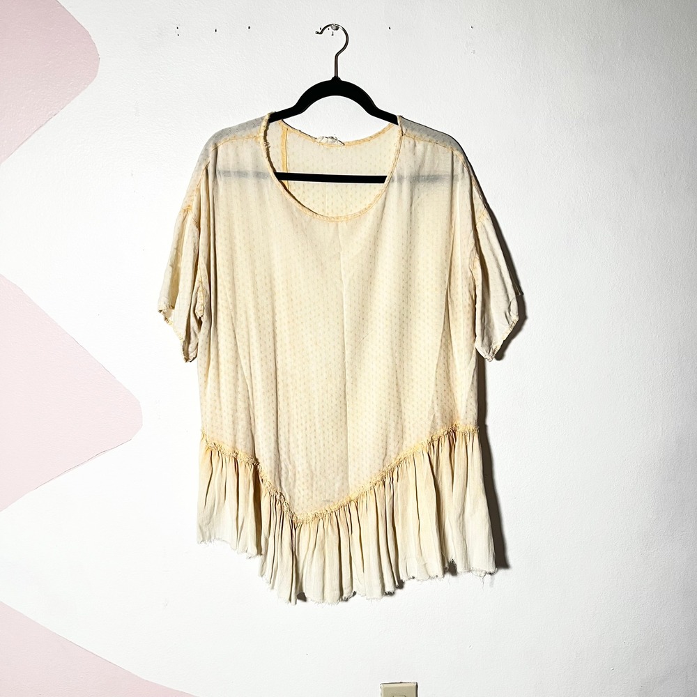 Easel Los Angeles Tunic Top Small Yellow Ruffles Boho Oversized Fairy